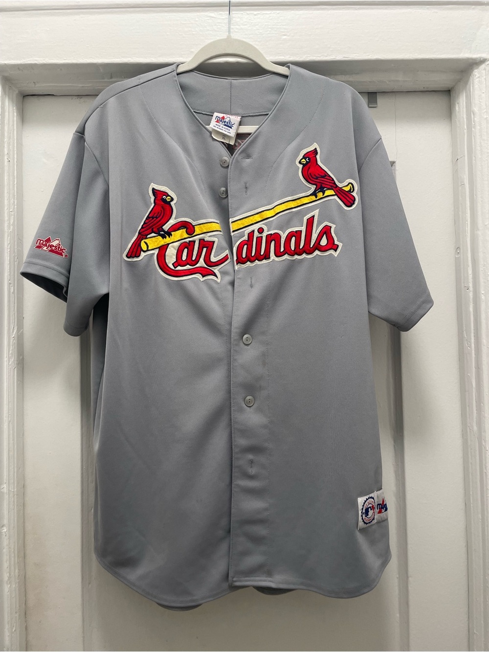 Majestic Mark McGwire St. Louis Cardinals Button-Up Jersey - Grey - Size: XL